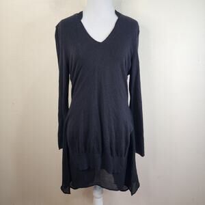 Stella Carakasi Tunic Sweater Small Black Asymmetrical Cashmere Wool Lagenlook